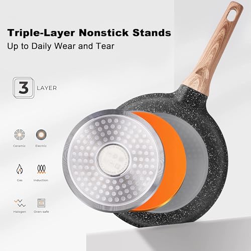 Pots and Pans Set Non Stick - Kitchen Cookware Set Cooking Pot and Pan Set with Lids, Non-stick Granite Cookware Sets Induction Pans for Cooking Set with Grill Pan, frying pan, Stockpot and Saucepan