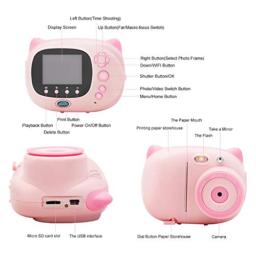AMKOV Kids Camera Instant Print Digital Camera with Zero Ink Printing for Girls & Boys, WiFi Camera for Kids, 2.4inch LCD Display, Auto-Focusing, Auto-Flashlight, Creative Toys - Pink - Thumbnail 6