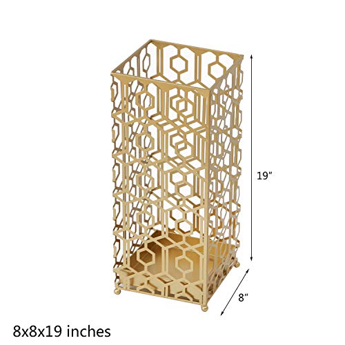 image for ELEGAN Metal Umbrella Stand Gold Square Umbrella Rack for Canes Walkin