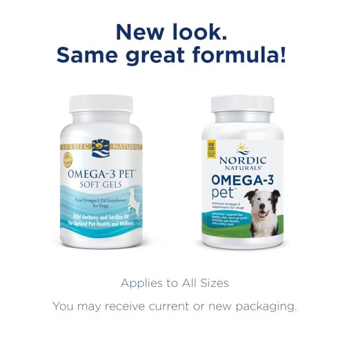 NORDIC NATURALS OMEGA-3 PET, UNFLAVORED – 90 SOFT GELS – 330 MG OMEGA-3 PER SOFT GEL – FISH OIL FOR DOGS WITH EPA & DHA – PROMOTES HEART, SKIN, COAT, & IMMUNE HEALTH