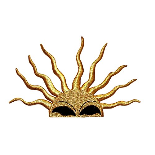 ID 1116 Rising Sun Face Patch Sunshine Symbol Embroidered Iron On Applique