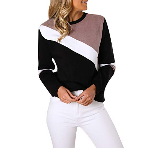 Goddesslili Womens Tops, 2019 New Fashion Design Patchwork Long Sleeve T-Shirt Blouses for Women Girls Ladies Casual Office Wear, Back to School Supplies, Cozy and Comfortable