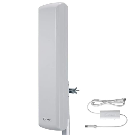 Antop Outdoor Hd Tv Amplified Antenna75 Miles Long Range High Gain With Rods Enhanced Uhfvhf Reception 40ft Coaxial Cable Support 4k 1080p