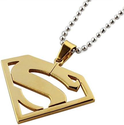 Moluss® Kids Boys Mens Superman Pendant Necklace Chain Solid Stainless Steel Gold/Silver