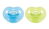 NUK Newborn 100% Silicone Orthodontic Pacifier, 0-3 Months, Blue/Green, 2pk