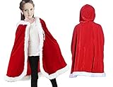 Patiky Christmas Cloak for Kids Santa Claus Velvet Hooded Cape Costume for Children Red