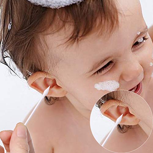 Lameila 200pcs Thin Shaft Cotton Swabs for Baby Ear Nose Clean 100% Cotton Double Tipped White Natural Paper Sticks Multipurpose Cotton Buds Cleaning Sterile Sticks