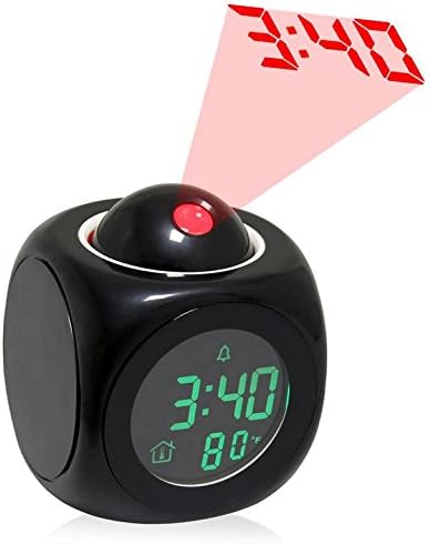 Smart LCD Digital Projection Alarm Clock with Solf Nightlight Battery Operated with Date and Temperature Display,Voice Talking and Repeating Snooze
