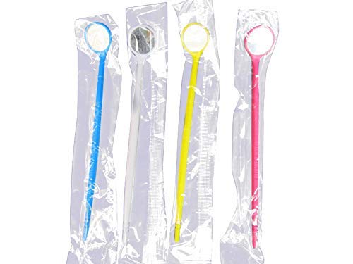 Mike Dental Colorful Mouth Exam Mirrors Plastic Instrument Mirror 100 PCS (Color Random)