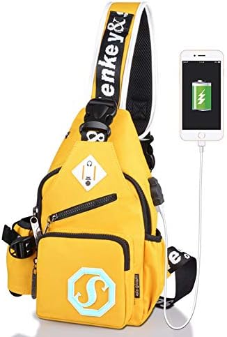 Greatmin Men's Chest Bag External USB Charge Shoulder Bags Sling Backpack Waterproof Backpack