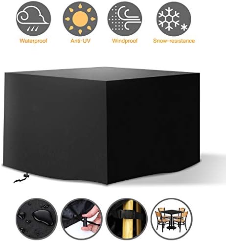 Tvird Cube Garden Furniture Covers, Patio Furniture Cover Waterproof, Rattan Cube Cover Windproof Heavy Duty 420D Oxford Fabric Rattan Cube Set Cover for Patio, Outdoor (125x125x74cm) -Black