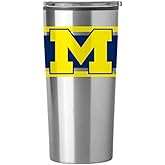 Logo Brands NCAA 20oz Stripe Fusion Stainless Steel Plastic Liner Wall Travel Tumbler (Michigan Wolverines)
