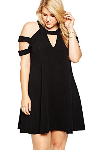 Pure Beauty Women Dresses Plus Size Casual Black Cutouts Cold