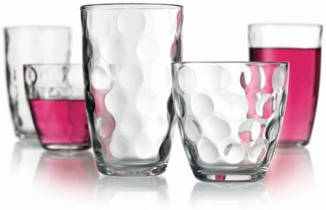 Set of 16 Durable Drinking Glasses ~ Includes 8 Highball Glasses and 8 DOF Glasses ~ 16-piece Elegant Glassware Set