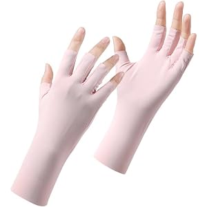 Women Non-Slip Fingerless Sunblock Gloves, UV Protection Summer Gloves for Driving, Riding & Outdoor Use