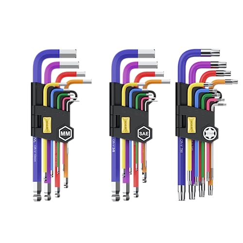 AMTOVL 27PCS Allen Key Set, Metric SAE Allen Wrenches Set with THandle