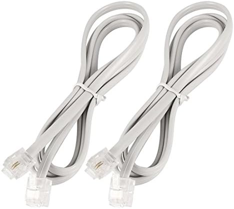 Sodio 2 Pcs 1M 6P2C RJ11 5mm Width Male to Male Telephone Cable White