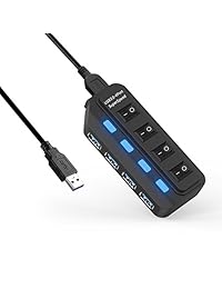 Lucky Clover 4 puertos USB 3.0 Hub con Individual Interruptores de Alimentación y LEDs incluido 3.3 foot de cable USB 3.0 para Macbook, iMac, Surface Pro, portátil, unidades Flash USB, móvil HDD y más