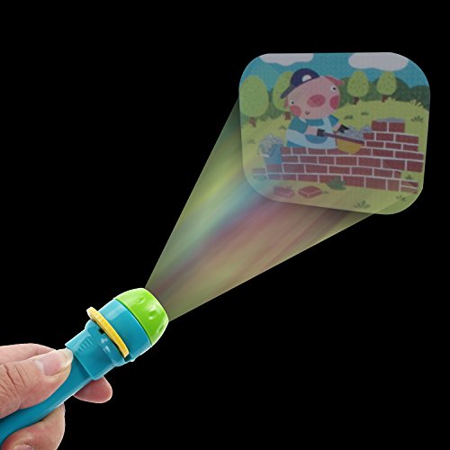 USATDD Story Projection Torch, Kids Sleep Stories, Flashlight Luminous Toy, Animal Slide Show, 4 Fairy Tales Movies 32 Slides Great Educational Handed Toy Gift for Toddler, Boys and Girls