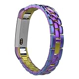 MoKo Fitbit Alta HR and Alta Band, Universal Stainless Steel Replacement Watch Bracelet Band Strap with Fold Over Clasp for Fitbit Alta / Fitbit Alta HR, Tracker NOT Included - COLORFUL
