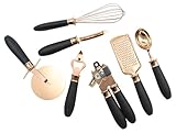 Cambridge Silversmiths Black Slicone Handle Copper Pvd 7 Piece Gadget Set