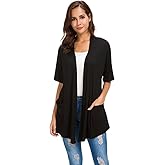 ADANIKI Women 2026 Summer Lightweight Cardigan, Short Sleeve Open Front Casual Trendy Womens Kimono Cover Up with Pocket