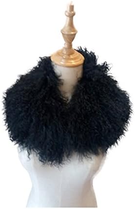 Lovingbeauty White/Grey/Black Mongolian Fur Scarf Collar Neckwarmer Kids Women Winter Scarf (Black)