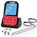 TURATA Meat Thermometer, Wireless digital Remote thermometer BBQ thermometer with Dual Probe, Alarm & Timer, Instant Read oven thermometer with 260 Feet Sensing Range for Grill Smoker (Red)
