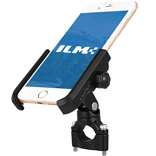ILM Upgraded Bike Motorcycle Phone Mount Aluminum Bicycle Cell Phone Holder Accessories Fits iPhone X Xs 7 7 Plus 8 8 Plus iPhone 6s 6s Plus Galaxy S7 S6 S5 Holds Phones up to 3.7" Wide (Black)