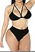 Kisscynest Women's 3 Piece High Waisted Halter Bikini Swimsuit Cover Ups Set Black M