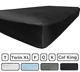 American Pillowcase King Size Fitted Sheet Only - 300 Thread Count 100% Egyptian Cotton - Pieces Sold Separately for Set Guarantee (Black)