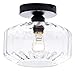 TeHenoo Industrial Flush Mount Ceiling Light, Texture Clear Glass Shade Semi Flush Mount for Hallway,Entryway,Foyer,Bedroom, Cafe, Bar, Corridor,Passway