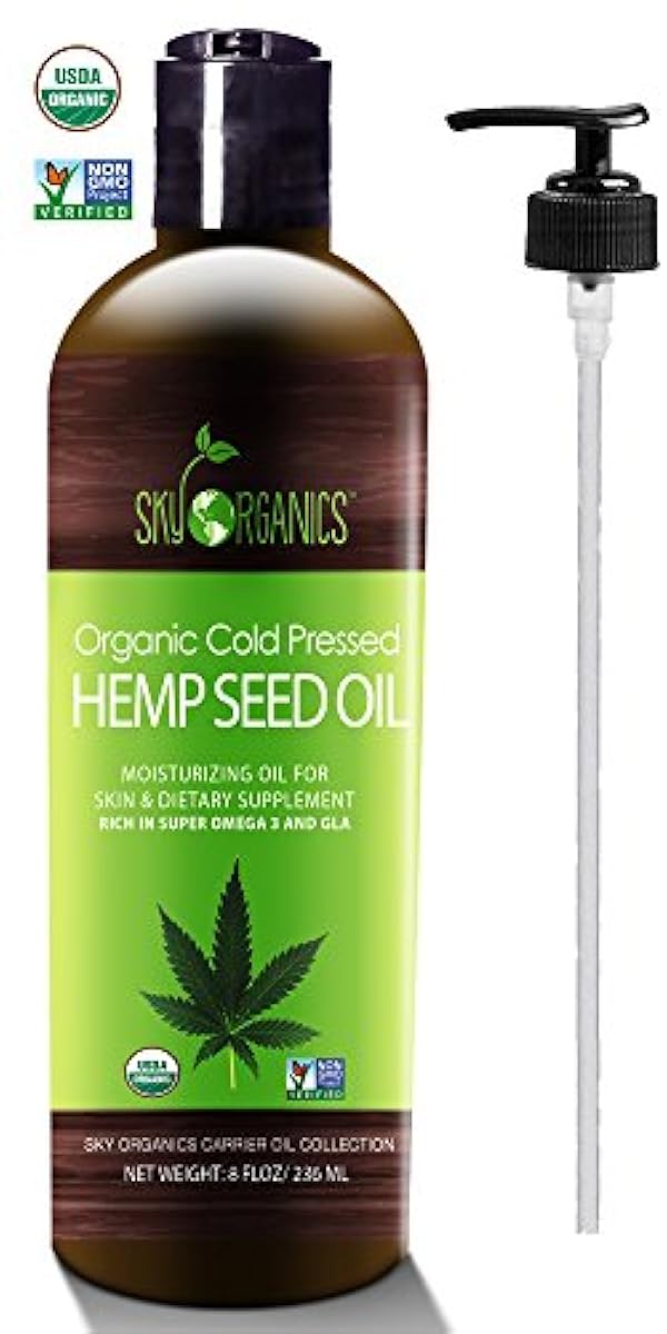 Organic Hemp Seed Oil 8 oz Pure ColdPressed Omega Food Grade Dry Skin