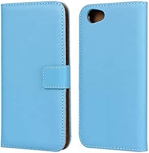 Amazon Com Hhf Phone Accessories For Sharp Aquos R Sh 03j Shv39 Solid Color Plain Texture Genuine Leather Case With Card Slots Magnetic Clasp Kickstand Color Blue Electronics