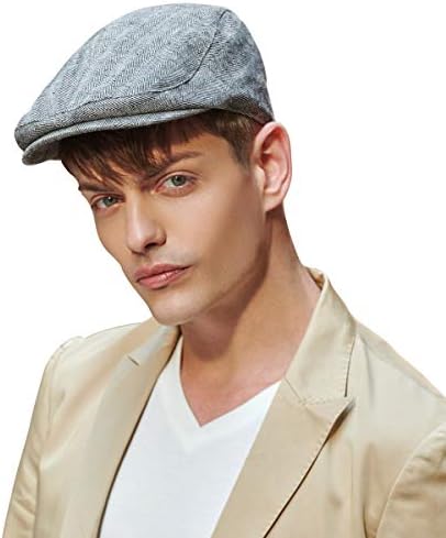 Erigaray Men's Breathable Linen Ivy Gatsby Newsboy Driving Hat Summer Beret Irish Cabbie Flat Cap
