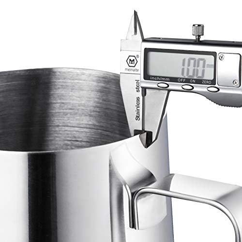 Milk Frothing Pitcher, Stainless Steel Creamer Frothing Pitcher With Integrated Thermometer 20 oz (600 ml), Chrome