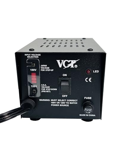 VCT VT-1000J - Japanese Step Up/Down Voltage Transformer Converts Japan 100 Volts To 120Volts OR Vice Versa -1000 Watt,black