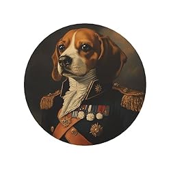 Dog in General Uniform Round Magnetic Fridge