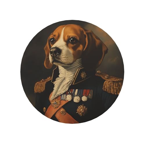 Dog in General Uniform Round Magnetic Fridge