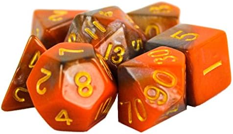 Dragons Play Polyhedral 7-Die Pyrelics Ash Dice Set - d4, d6, d8, d10, d12, d20 &amp; d00
