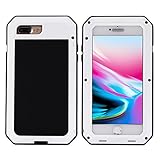 iPhone 8 Plus Case,iPhone 7 Plus Case,Gorilla Glass Metal Extreme Shockproof Heavy Duty Cover Shell Case Full Body Protection for Apple iPhone 8 Plus/7 Plus (White)