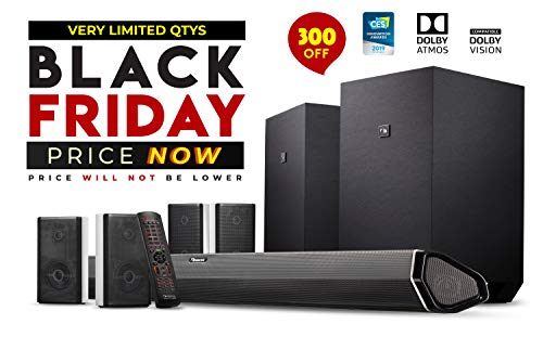 Nakamichi Shockwafe Ultra 9.2.4Ch 1000W Dolby Atmos Soundbar with Dual 10″ Subs (Wireless), Four 2-Way Rear Speakers & Dolby Vision