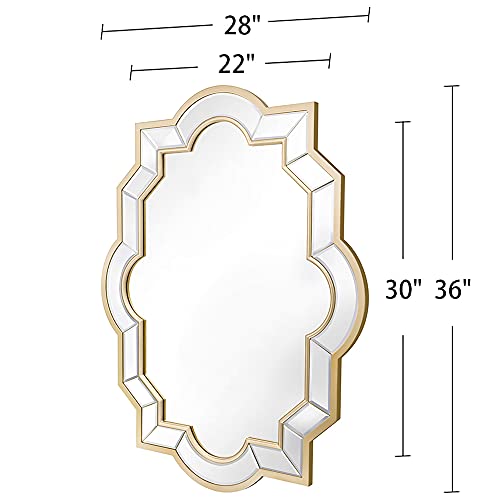 Chende 36 X 28 Inches Gold Mirror Wall Decor, Large Decorative Wall