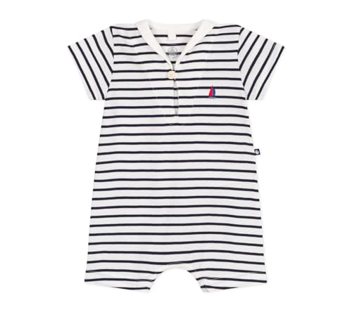 Petit Bateau A0CG2, Combicourt Unisex bebé, Blanco/Azul, 0 meses