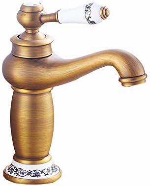 Antique Brass Basin Faucet Countertop Waterfall Spout Bathroom Sink Mixer Tap Single Handle Hot Cold Water