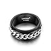 Men's Chain Ring Stainless Steel 8mm Biker Spinner Rings Jewelry for Men Grooved Edge, Size 7-14