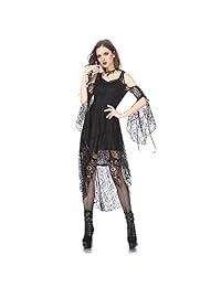 Vestido casual de verano con encaje de color negro gótico oscuro en amor