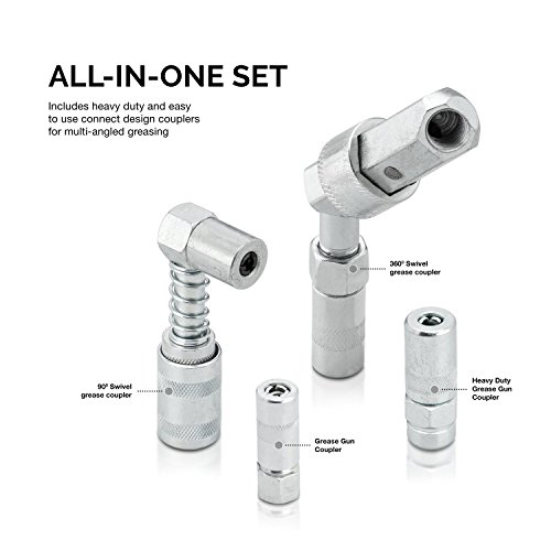Tooluxe 61077L Grease Gun and Lubrication Accessory Kit Zerk Fittings