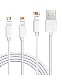 Phone Charger Cable MFi Certified Lightning Cable - 3FT 6FT 10FT Fast Charging USB Cable Compatible iPhone Xs MAX XR X 8 7 Plus 6s Plus 6 and More (White)