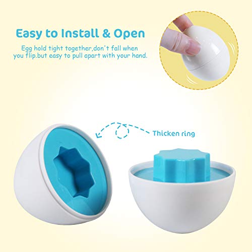 Comken Matching Eggs Toys for Toddlers - Color & Shape Recognition Skill Sorter Educational Toy for 1 2 3 Years Old Kids - Fine Motor Skill Montessori Toys Easter Egg Gifts for Kids (12 Eggs )